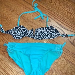 Target Cheetah Bikini Top size XS Bottoms size kids large